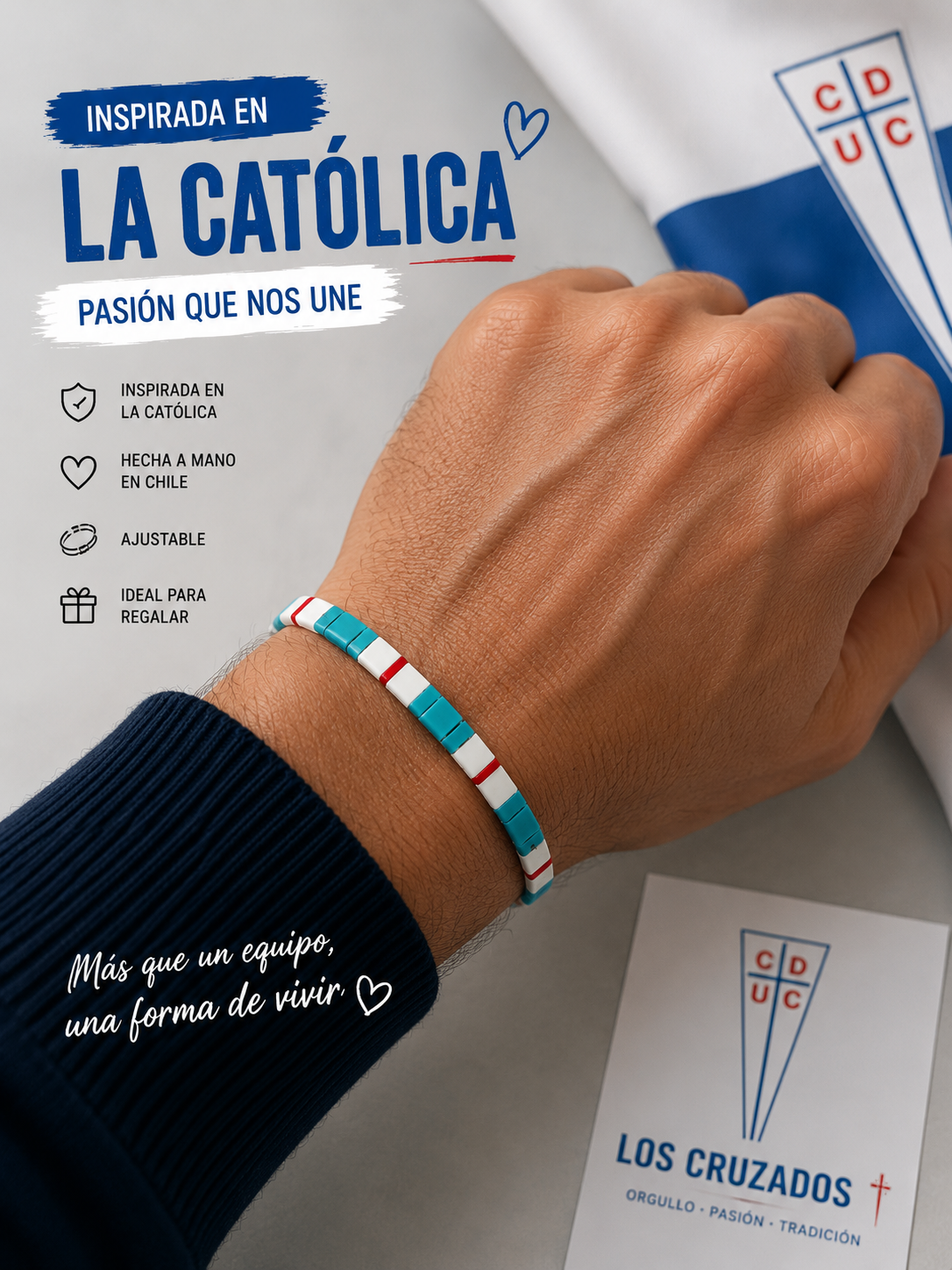 Pulsera de tila colores Franja Eterna – Pulsera inspirada en la Universidad Católica