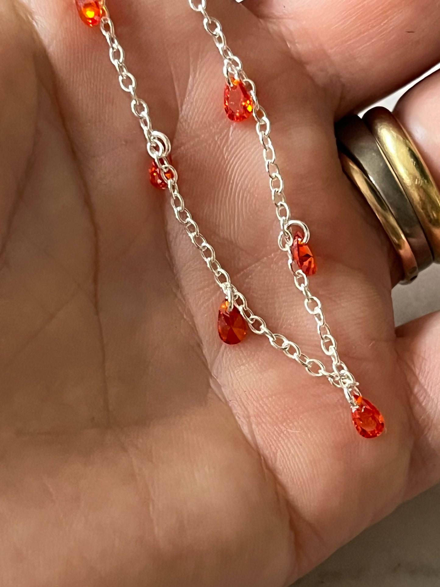 Tobillera plata cristales Naranjo