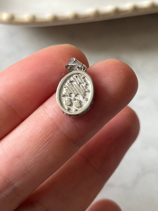 Medalla Santa Rita en plata con delicados circones