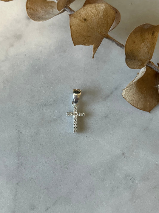 Mini cruz circones plata