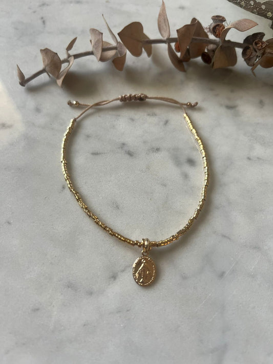 Pulsera de protección con Virgen de los Rayos y baño de oro 24K ✨💛🙏