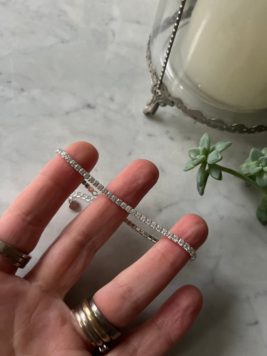 Pulsera Tenis de Plata con Circones