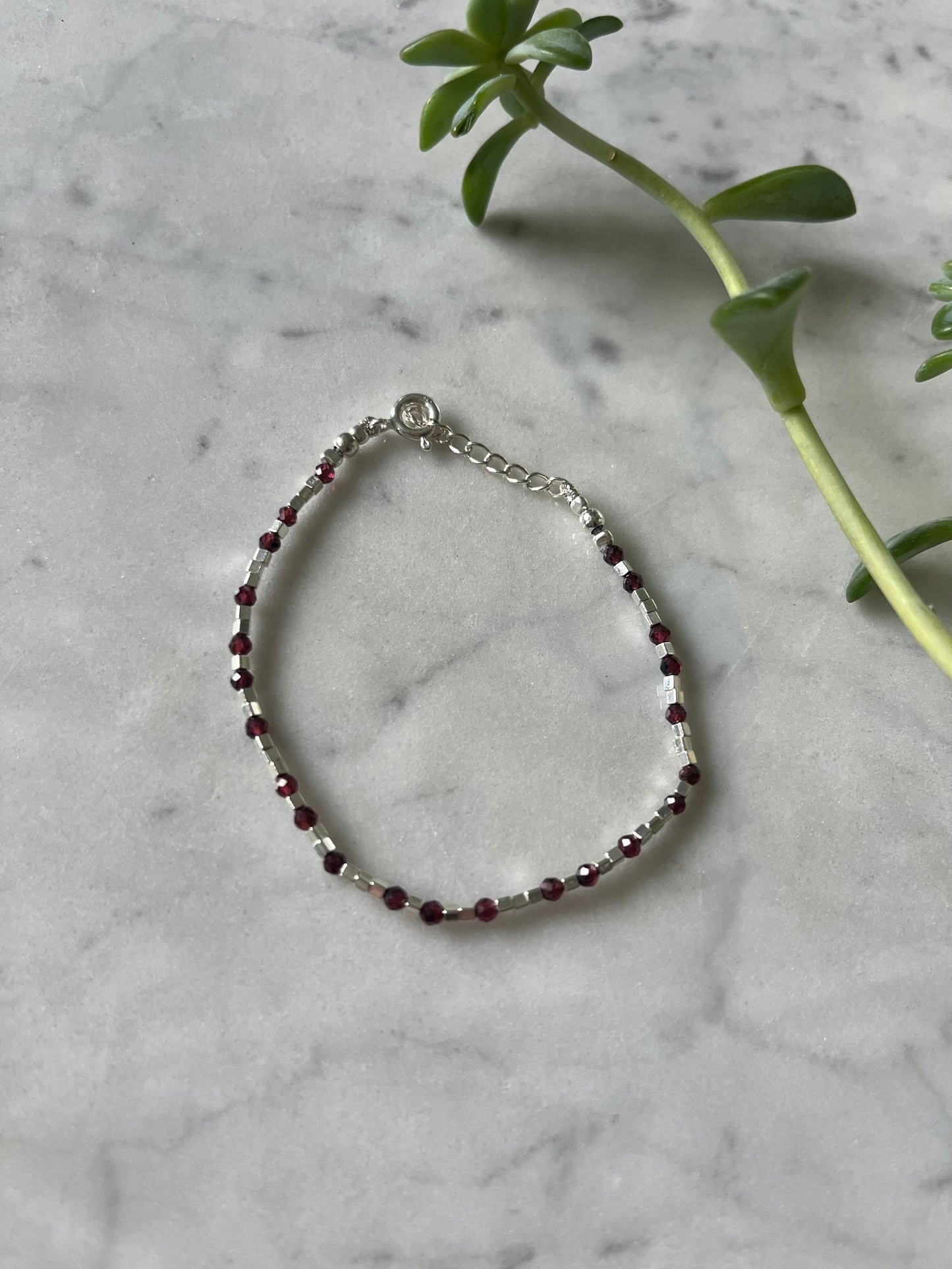 ❤️ Pulsera Granate y Plata