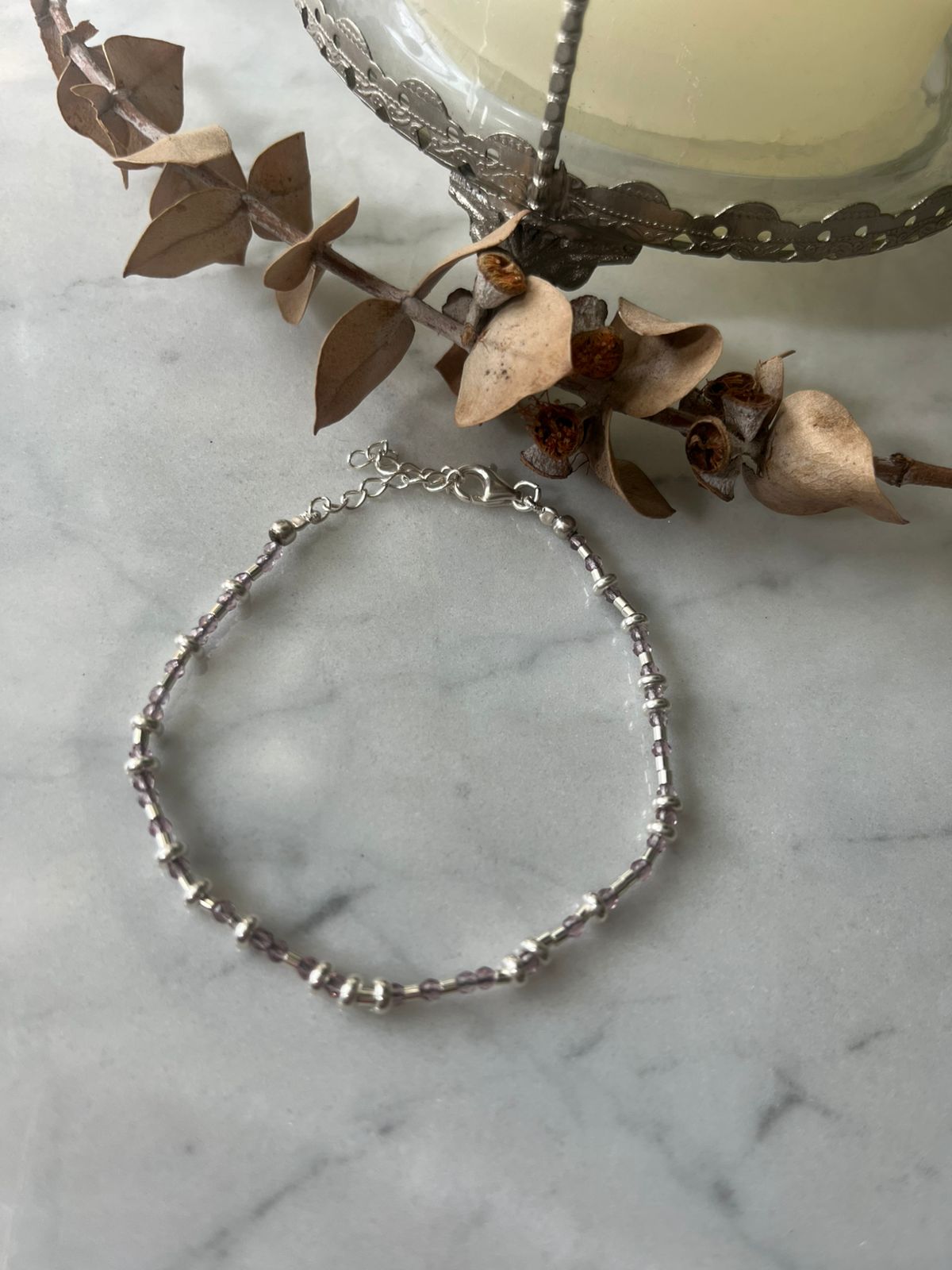 Pulsera de agatas y plata con broche en plata