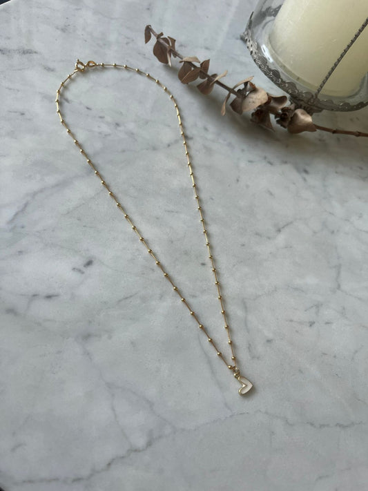 Cadena baño de oro de 24k, con colgante de corazón blanco, largo de 45cm