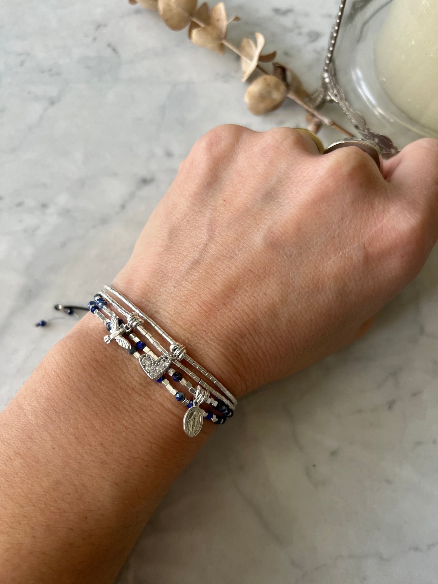 💙 Pulsera de lapislázuli y plata
