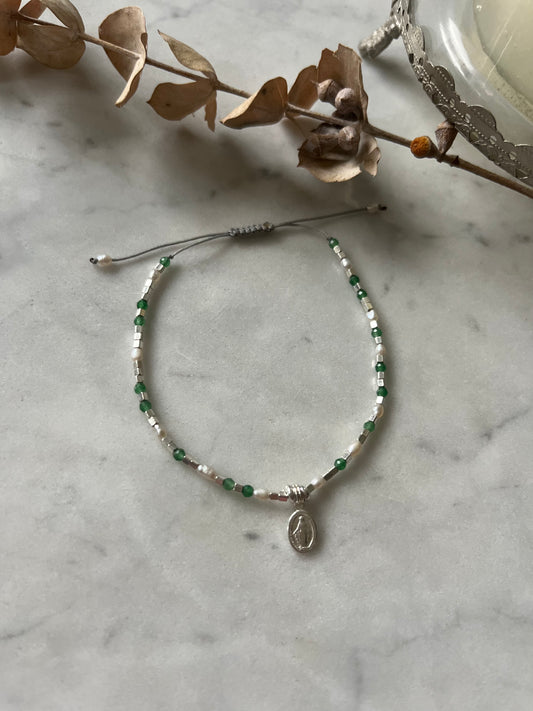 ✨ Pulsera Virgen de los Rayos ⚡️ jade y perlas