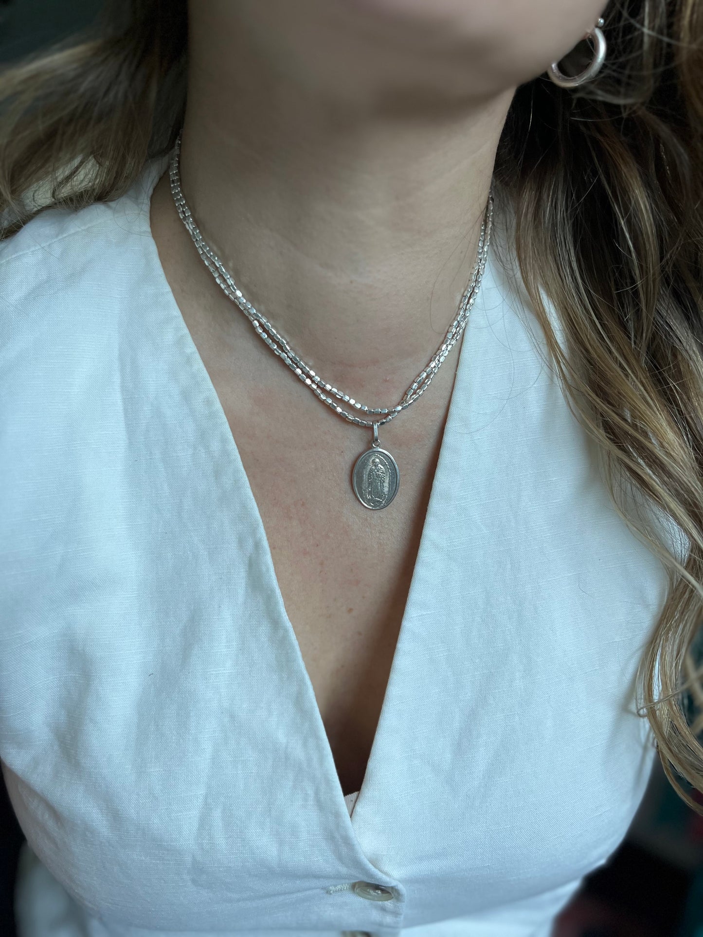 Collar Plata Cubos 80 cm — Multiuso