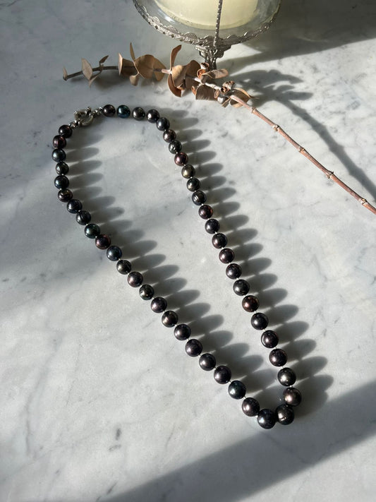 Collar de Perlas de rio , broche de plata de 50cm