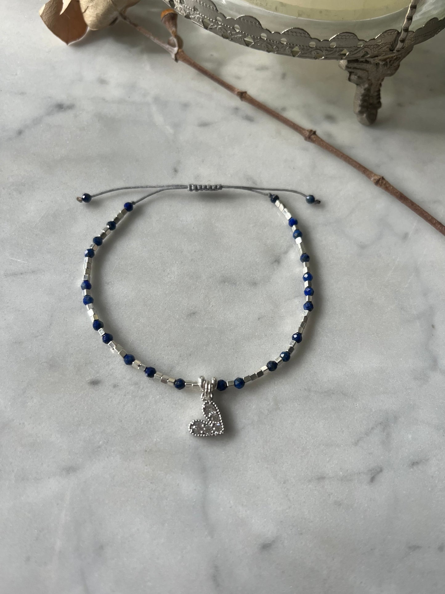 💙 Pulsera Corazón Azul – Plata & Lapislázuli 💙