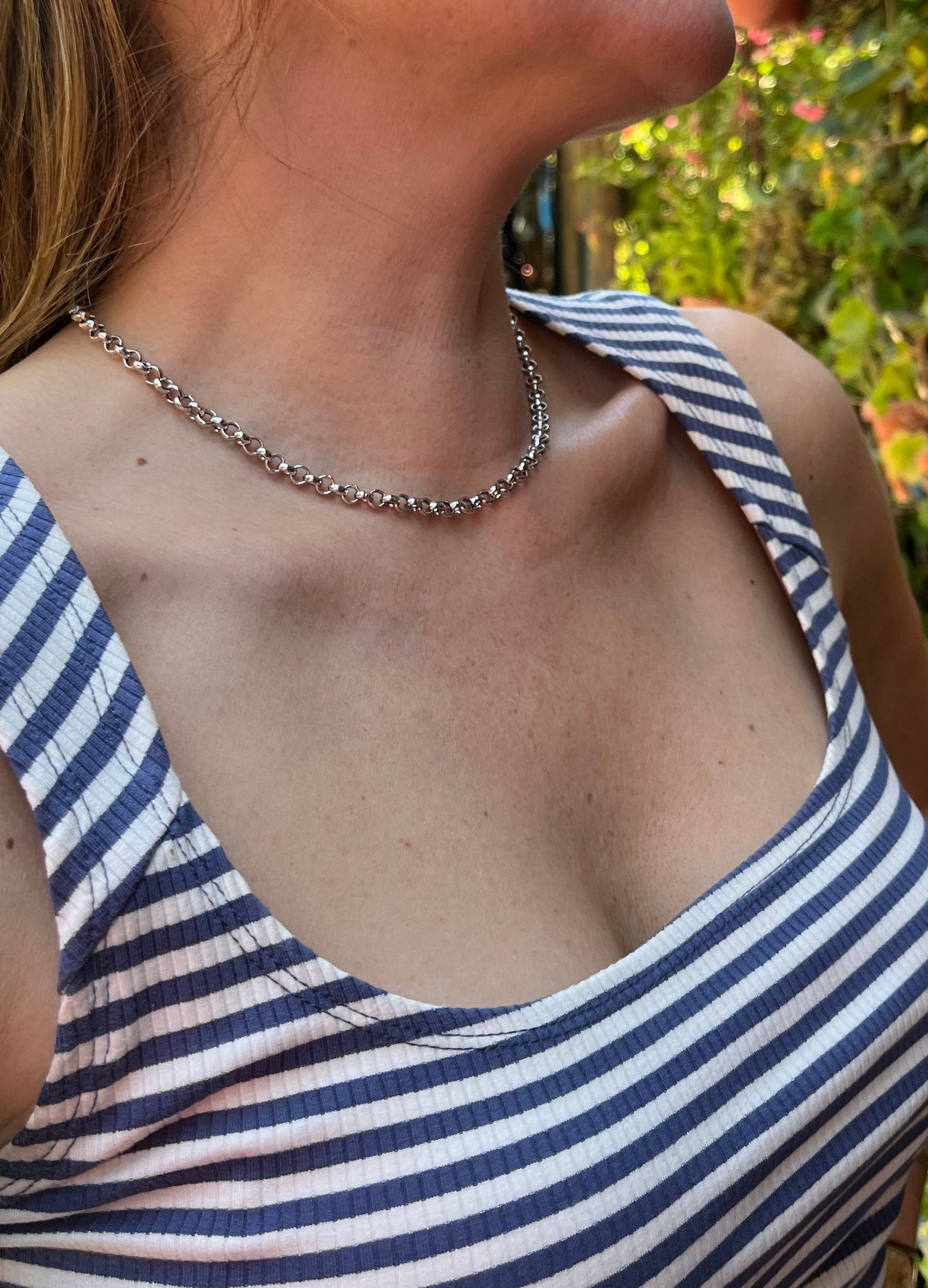 Collar rolo 40 - 45 plata rodinada