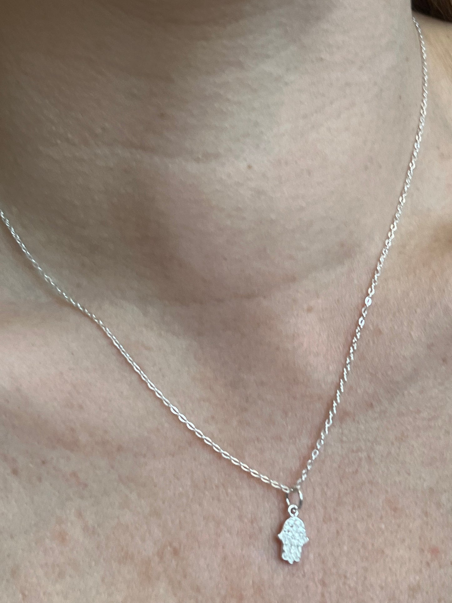 Cadena con mano Fátima circones 45cm plata