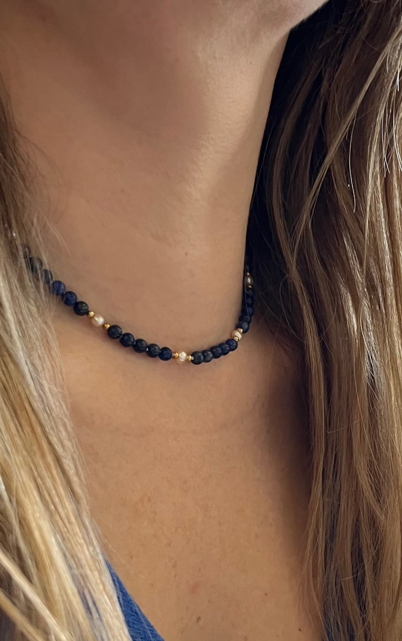 Collar hilado lapislázuli 40cm