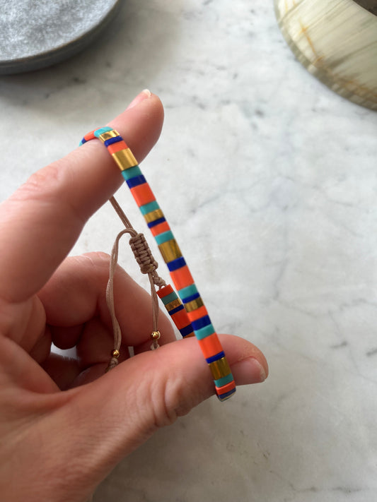 Pulsera de tila colores Mosaico Color – Cristales Japoneses | Baño de Oro 24K