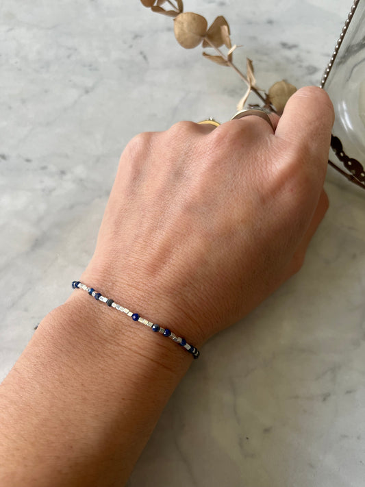 💙 Pulsera de lapislázuli y plata