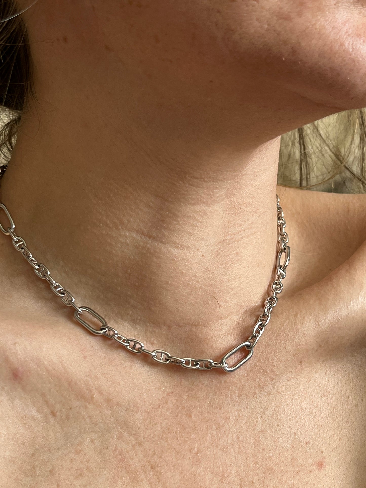 Collar 40cm con alargue a 45cm con baño de rodio