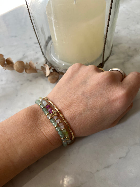 🌈 Pulsera Multicolor – Jade, Ágatas y Baño de Oro 24K