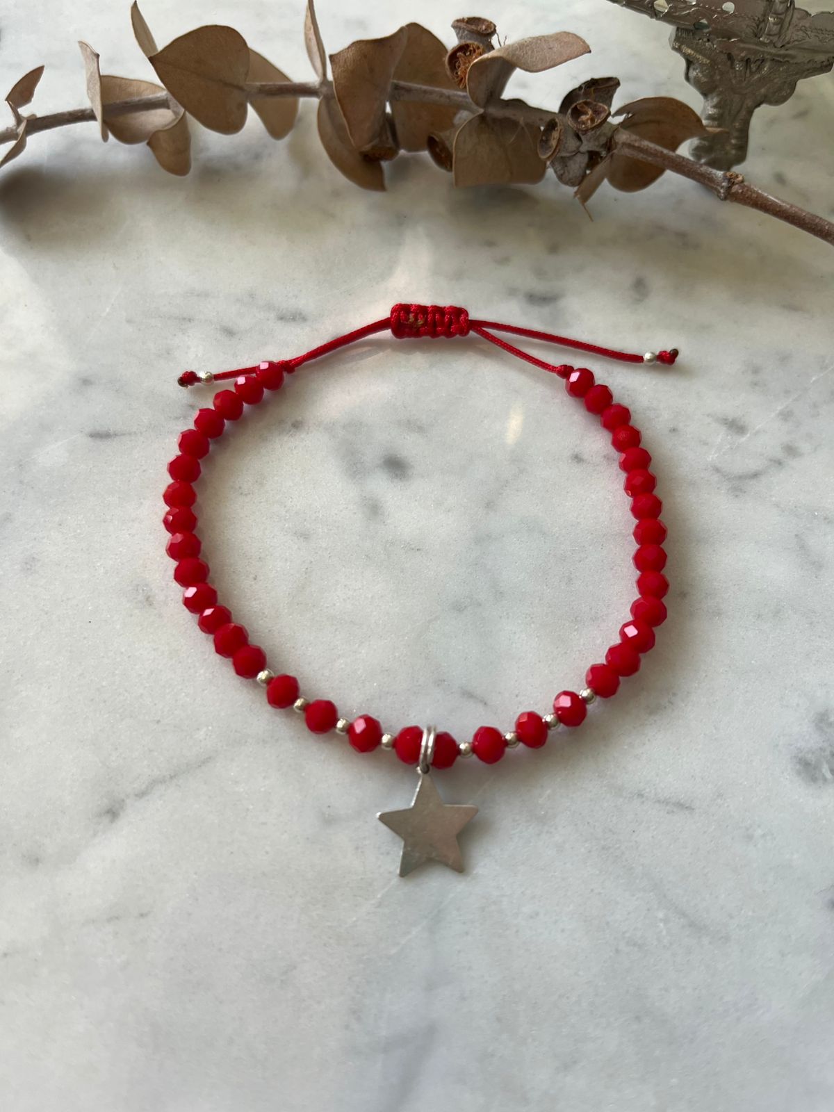 Pulsera de protección hilo rojo con estrella en plata 🔴⭐🤍✨