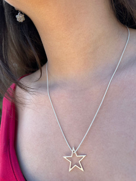 Cadena espuma de plata con estrella 50 cm – Ana Diseño