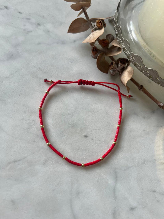 Pulsera de protección hilo rojo con cristales y baño de oro 24K 🔴✨💛