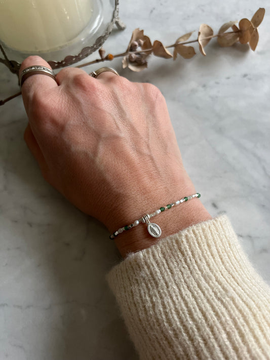 ✨ Pulsera Virgen de los Rayos ⚡️ jade y perlas
