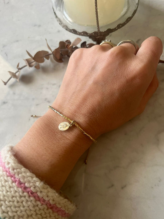 Pulsera de protección con Virgen de los Rayos y baño de oro 24K ✨💛🙏