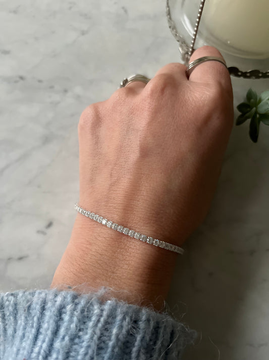 Pulsera Tenis de Plata con Circones