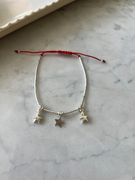 Pulsera Hilo Rojo Bajo la Misma Estrella Plata