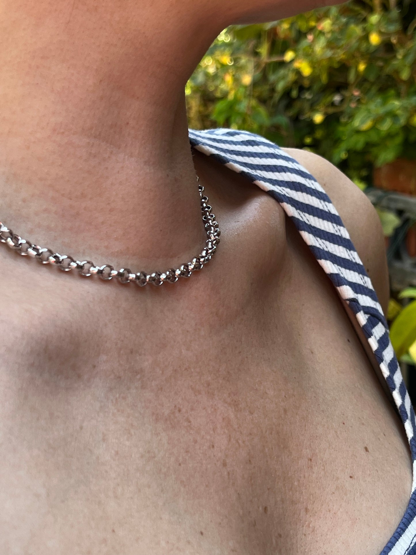 Collar rolo 40 - 45 plata rodinada