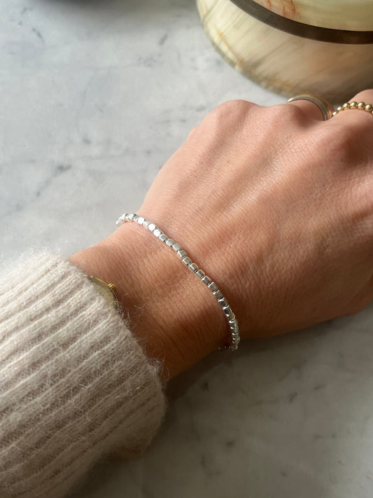 Pulsera mostacilla plata