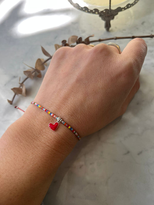 ❤️🔥 Pulsera hilo rojo de protección Corazón Multicolor – Amor que vibra alto ❤️🔥
