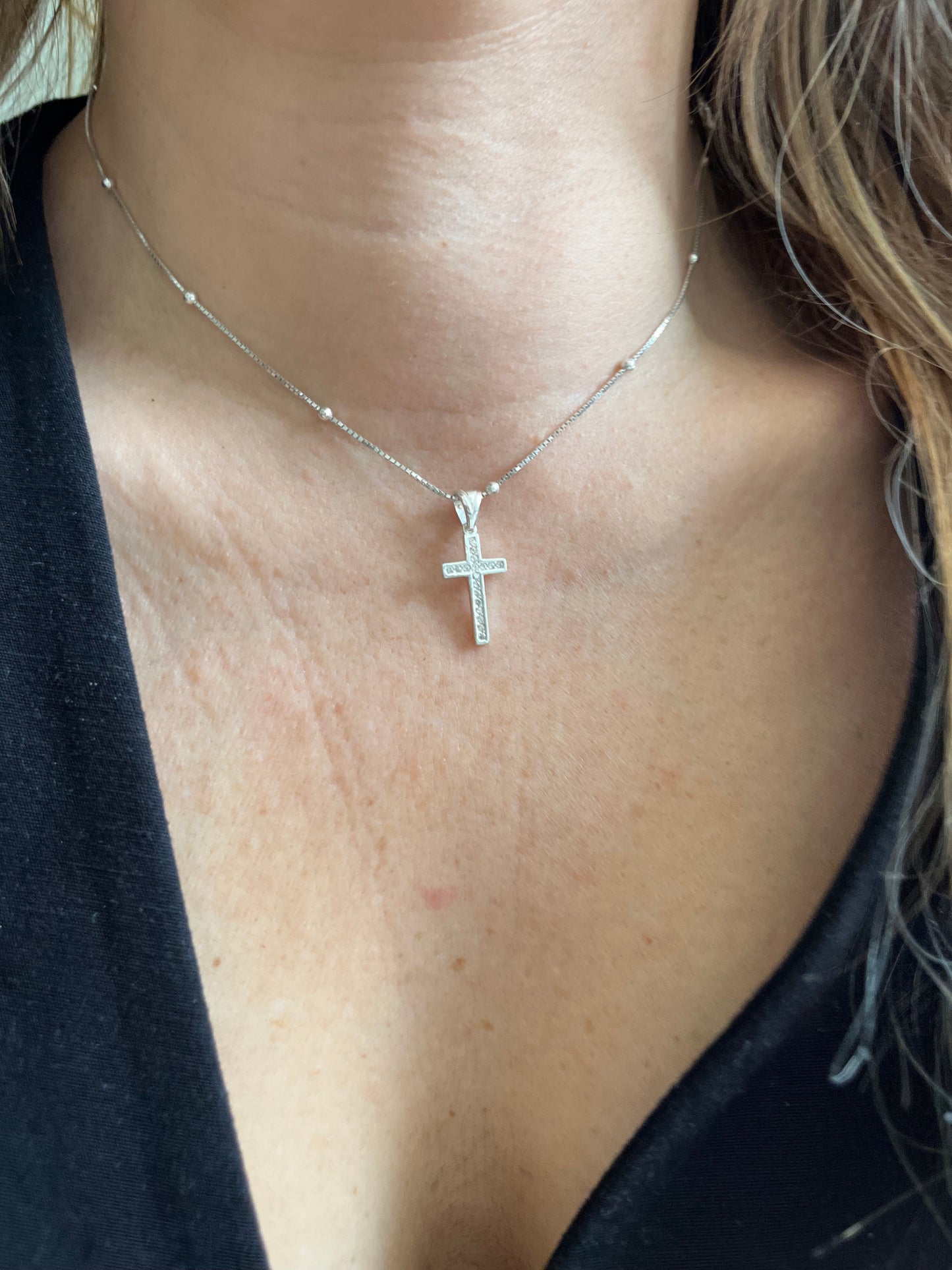 Cadena veneciana bola mediana plata 40cm