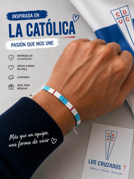 Pulsera de tila colores Franja Eterna – Pulsera inspirada en la Universidad Católica – Ana Diseño (foto 1)