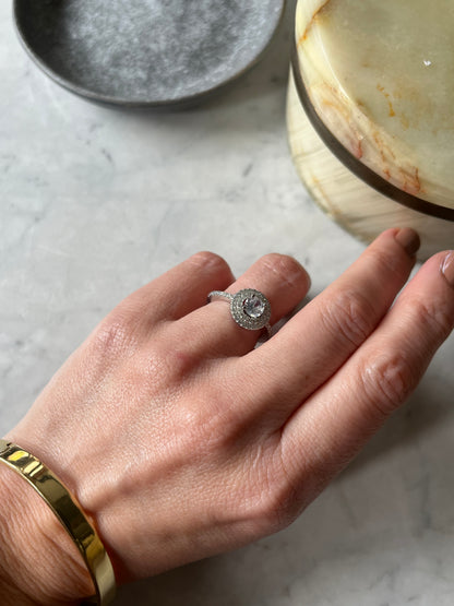 Anillo Halo Doble – Plata 925 con Circones
