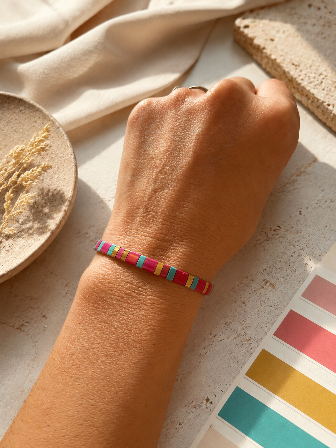 Pulsera de tila colores  Amanecer Coral