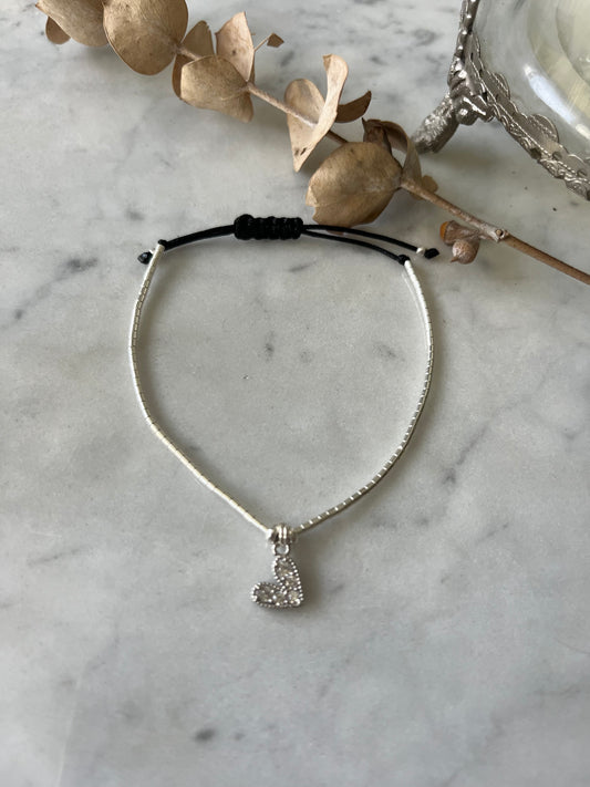 ✨ Pulsera corazón de circones en plata