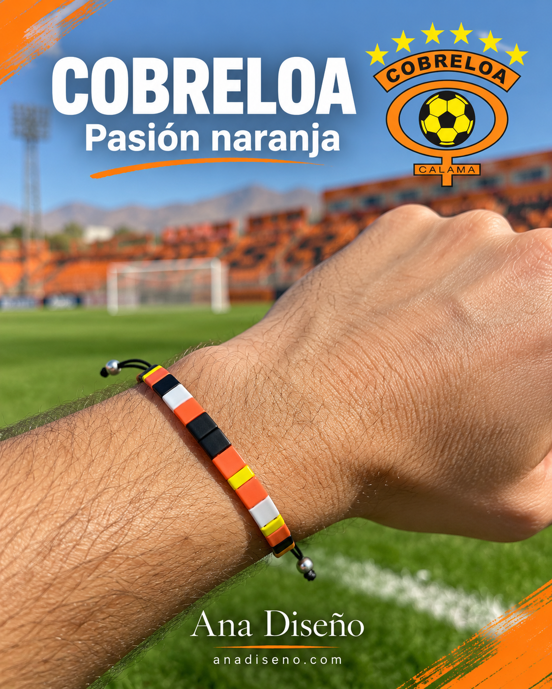 Pulsera cristales japoneses inspirada en Cobreloa – Ana Diseño (foto 1)