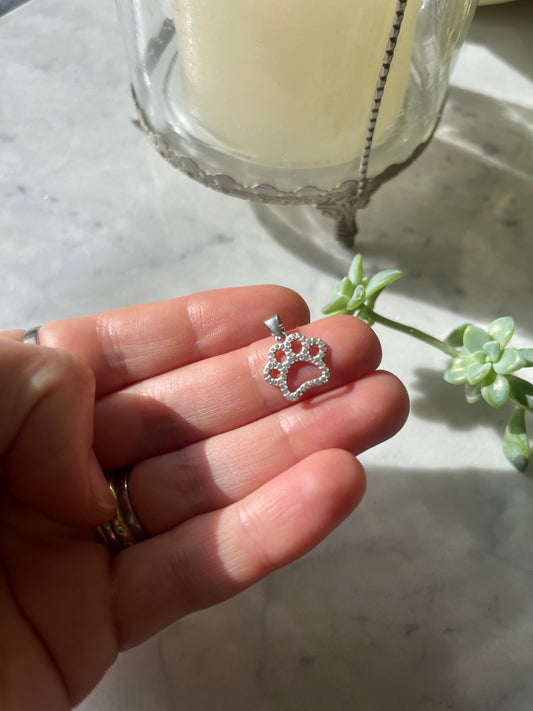 🐾 Dije Patita de perro en plata rodinada con circones 🐾