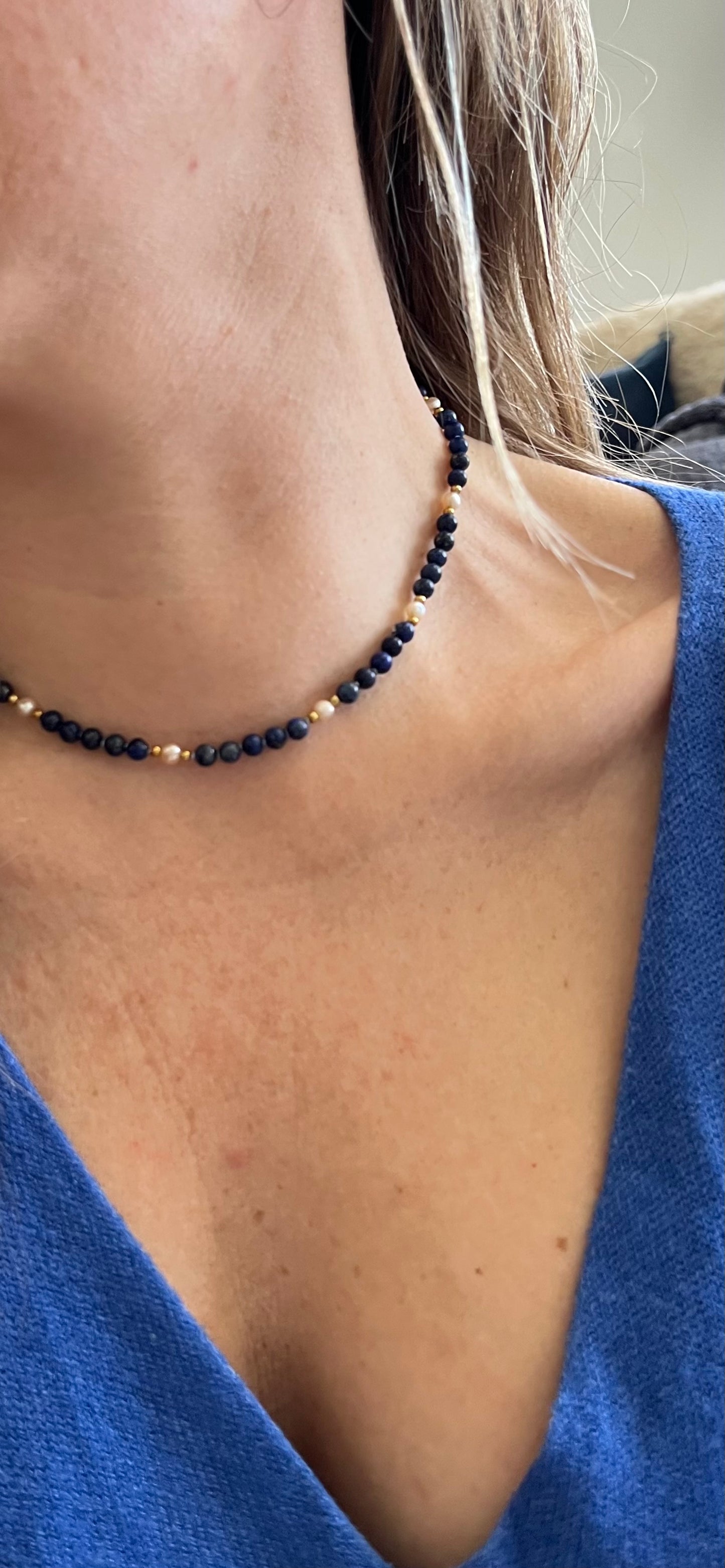 Collar hilado lapislázuli 40cm