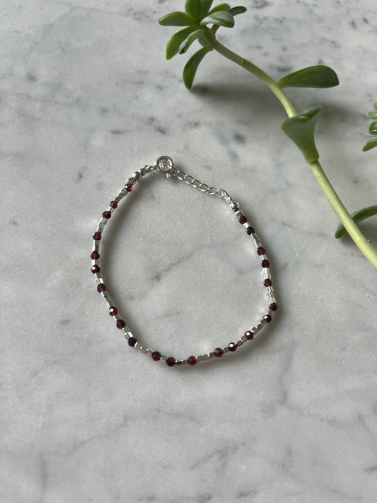 ❤️ Pulsera Granate y Plata