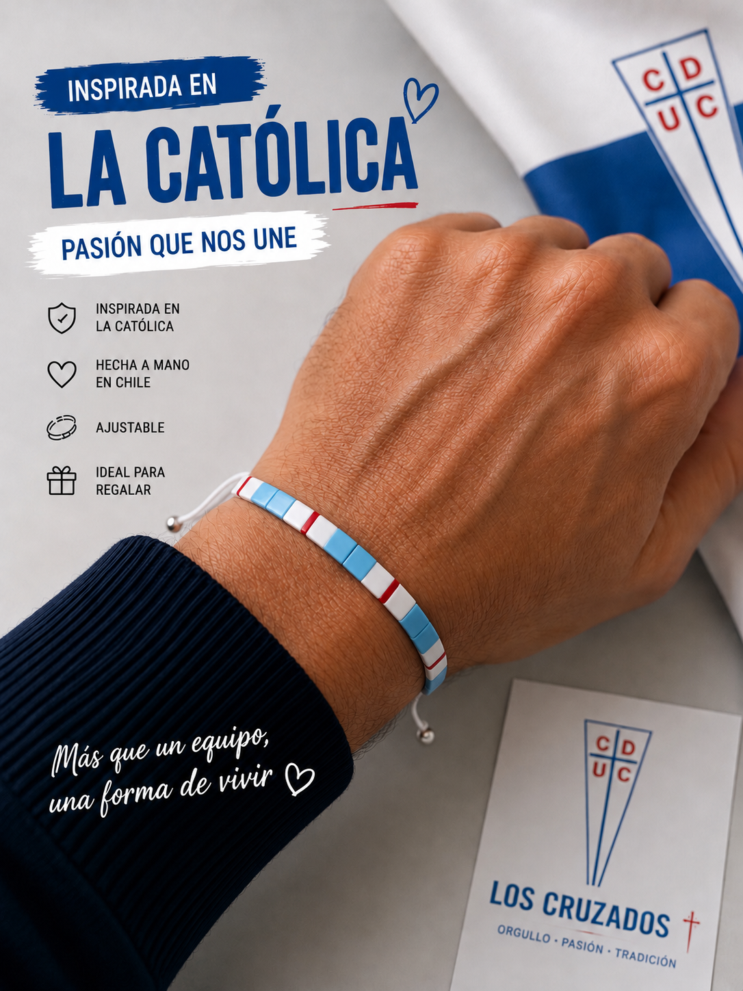 Pulsera inspirada en la Universidad Católica – Franja Eterna – Ana Diseño (foto 1)
