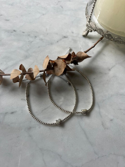 Pulsera hilo gris Plata corazón Plata