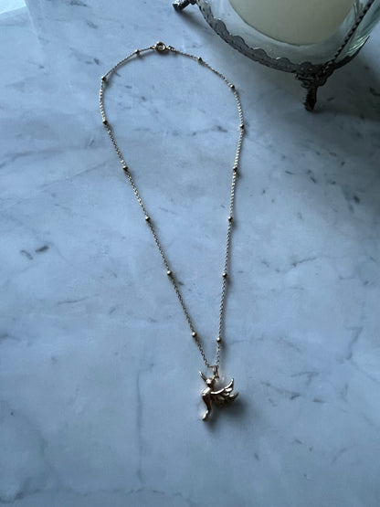 Cadena 39cm baño de oro con colibrí