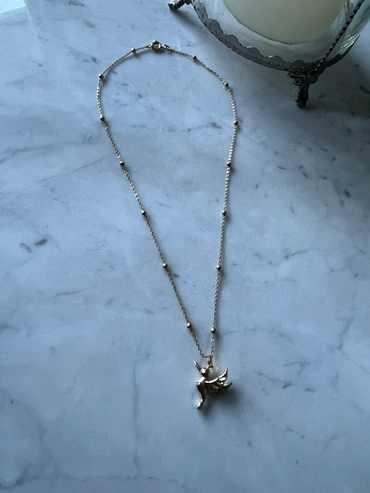 Cadena 39cm baño de oro con colibrí