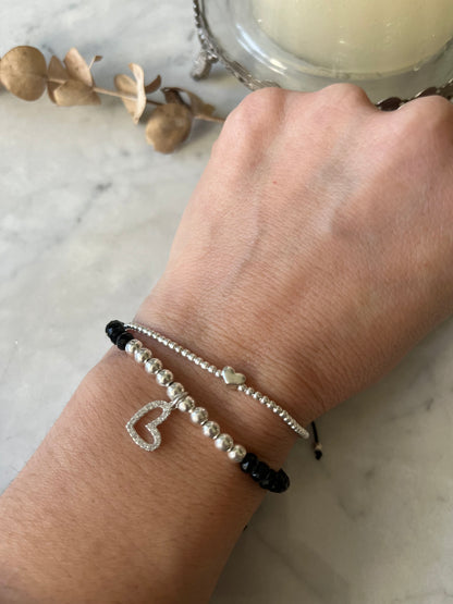Pulsera de hilo corazón mini en plata – Ana Diseño (foto 2)