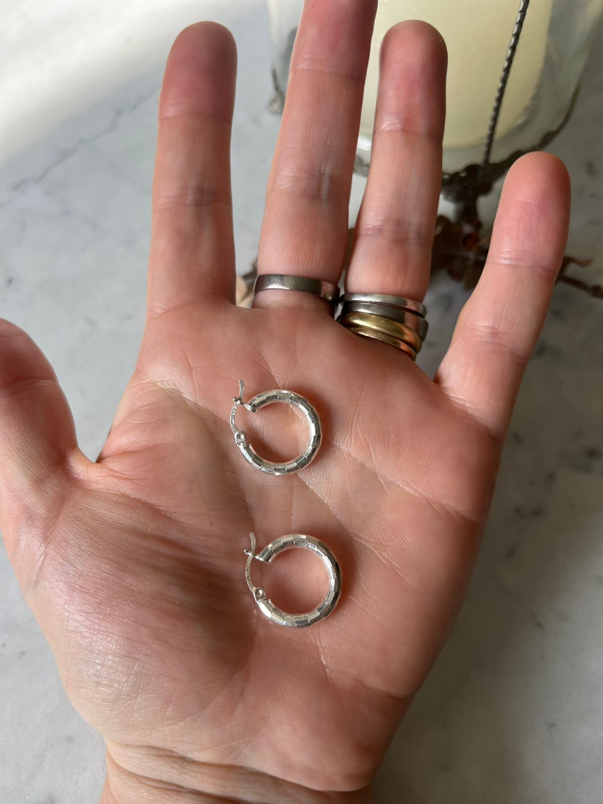Aros de Plata, modelo argolla faceteada