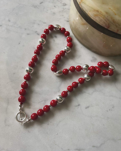 Collar Piedras, con detalles de plata 47cm