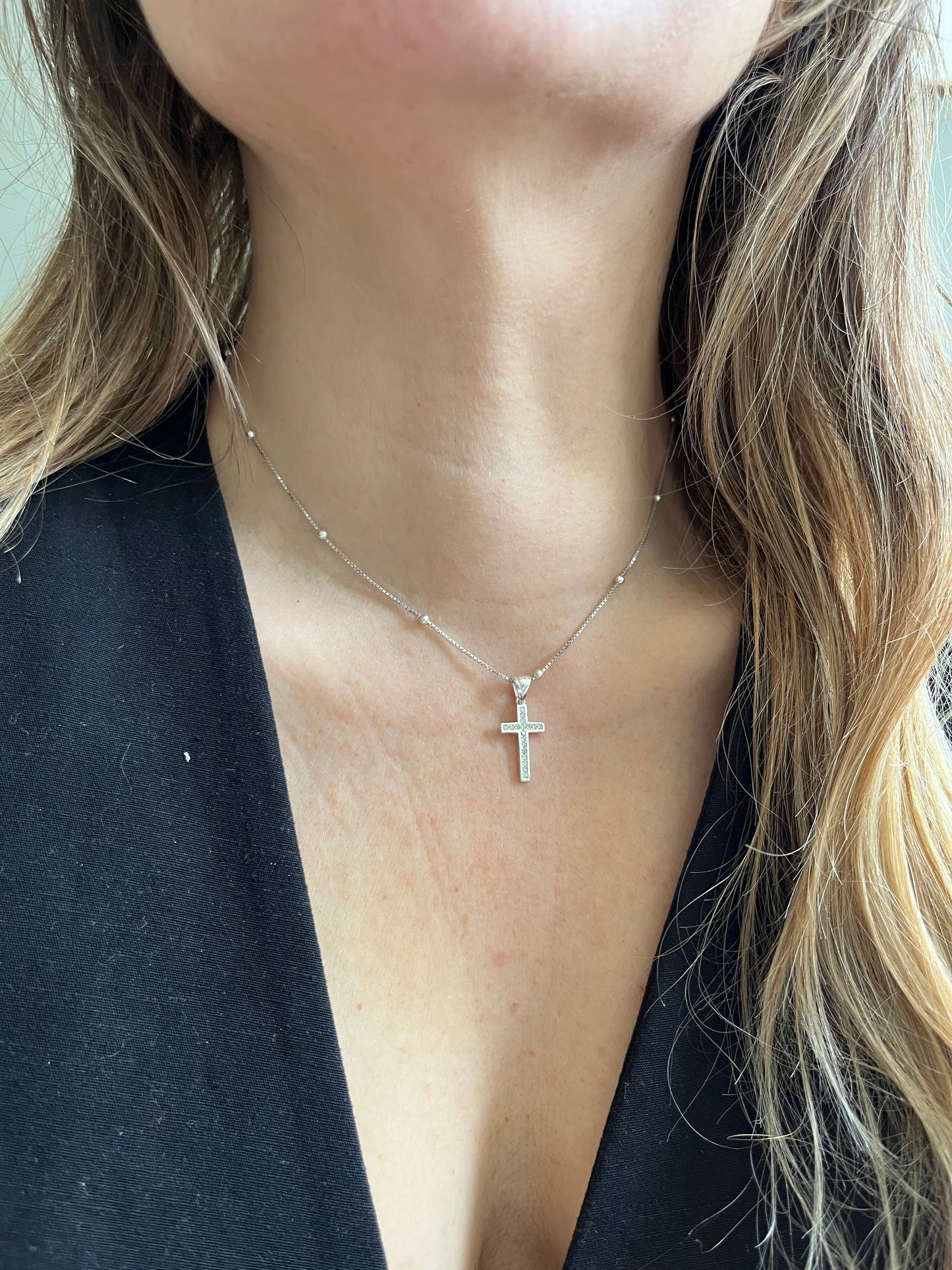 Cadena veneciana bola mediana plata 40cm