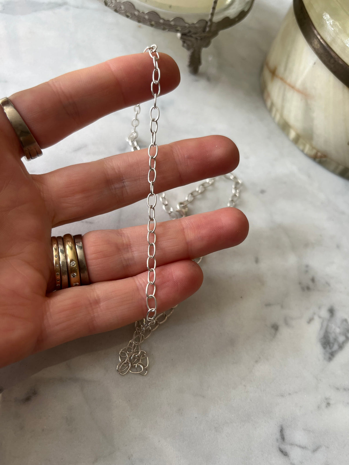 Cadena de plata eslabón ovalado 50 cm – Ana Diseño (foto 1)