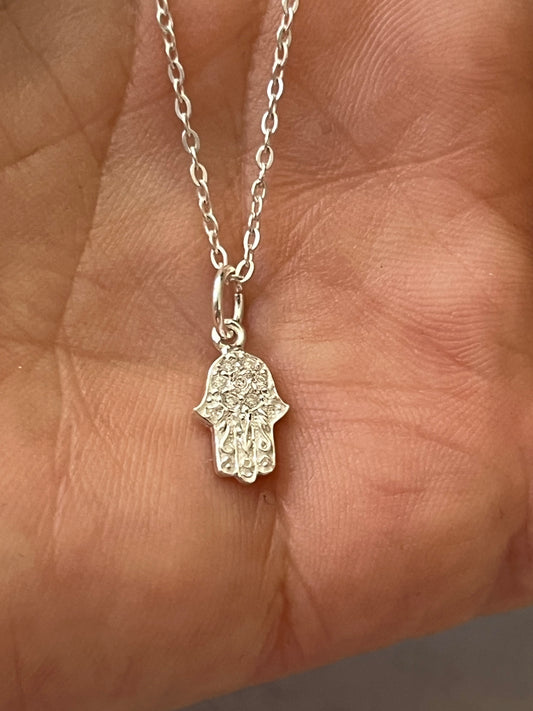 Cadena con mano Fátima circones 45cm plata